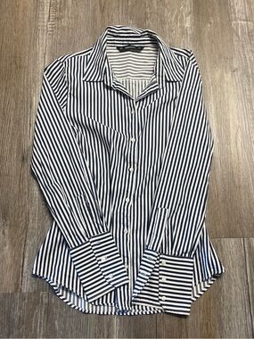 Zara Basic Oxford Striped button Down shirt size small.